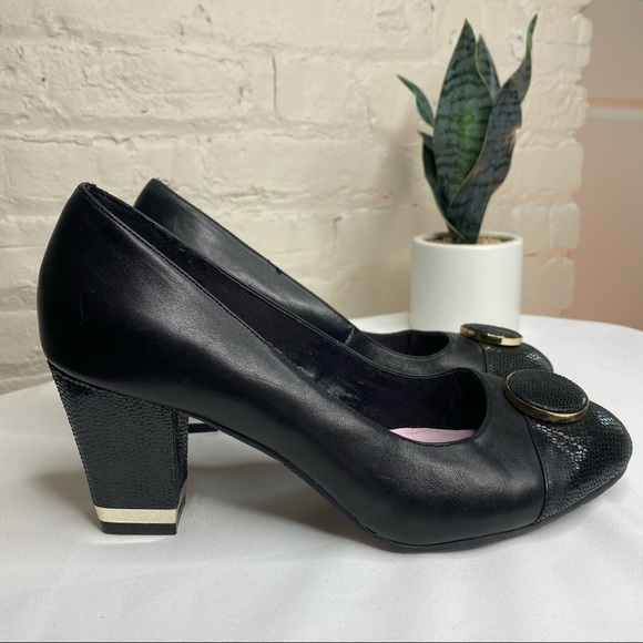 Isaac Mizrahi Addison Block Heel Black Pumps 8 - Picture 4 of 8